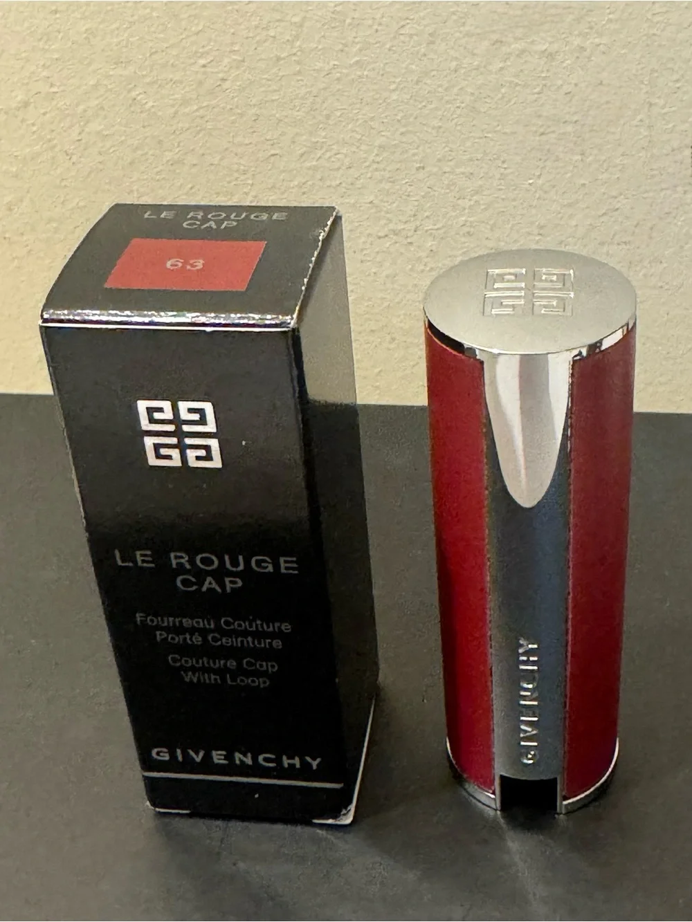 BNIB Givenchy Le Rouge Couture Cap With Loop #63 Porté Centure Burgundy Color